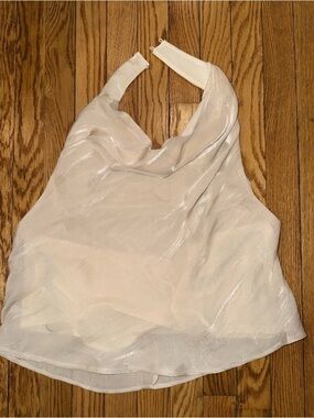 Express Shimmery White Halter Cowl Neck Camisole